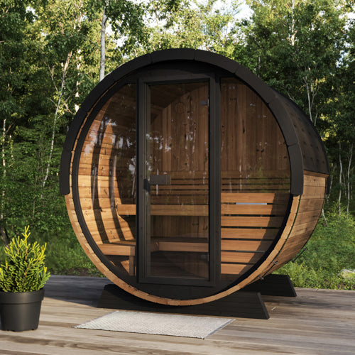 SaunaLife Model EE6G | Elegance Barrel Sauna Full Glass Front