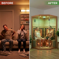 AuroraHeat 3-Person Corner Infrared Sauna — Before & After