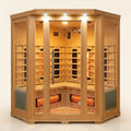 3-Person Infrared Sauna Designed for Home Recovery, Premium Canadian Red Cedar, Corner Design, Panoramic Glass