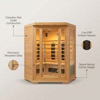 AuroraHeat 3-Person Corner Infrared Sauna — infographic