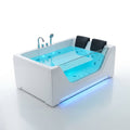 Whirlpool Bathtub Built for Couples, Precision Jets, LED Ambient Lighting, Reinforced Acrylic with Glass
