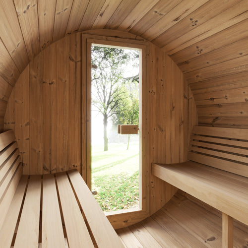 SaunaLife Model E7 | Outdoor Barrel Sauna