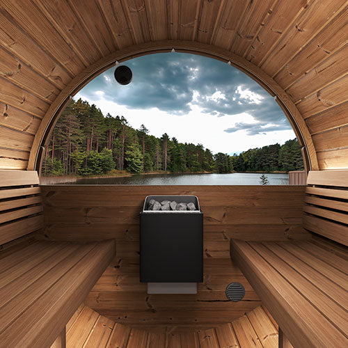 SaunaLife Model E7W | Outdoor Barrel Sauna with Window