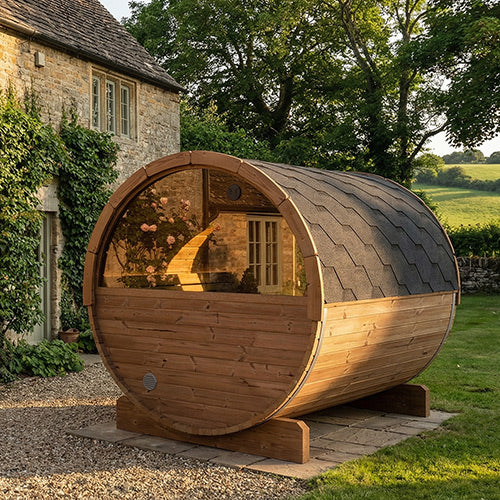 SaunaLife Model E8W | Large Barrel Sauna with Window