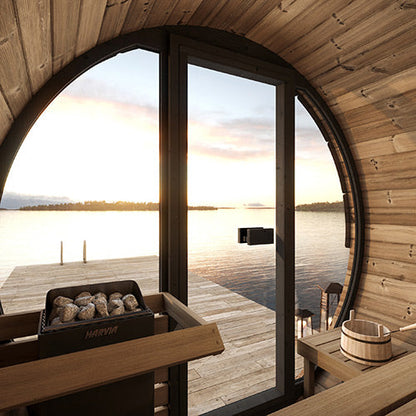 SaunaLife Model EE6G | Elegance Barrel Sauna Full Glass Front