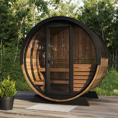 SaunaLife Model EE6G | Elegance Barrel Sauna Full Glass Front