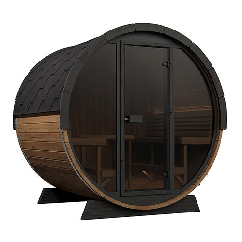 SaunaLife Model EE8G | Elegance Barrel Sauna Full Glass Front