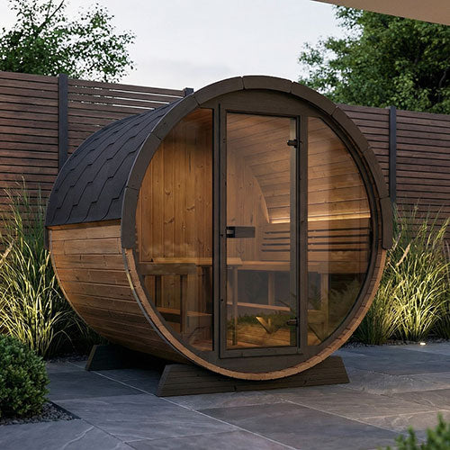 SaunaLife Model EE8G | Elegance Barrel Sauna Full Glass Front