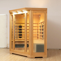 3-Person Infrared Sauna Designed for Home Recovery, Premium Canadian Red Cedar, Corner Design, Panoramic Glass