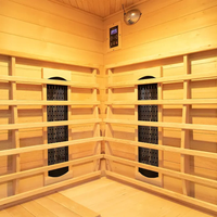 3-Person Infrared Sauna Designed for Home Recovery, Premium Canadian Red Cedar, Corner Design, Panoramic Glass