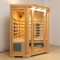 3-Person Infrared Sauna Designed for Home Recovery, Premium Canadian Red Cedar, Corner Design, Panoramic Glass