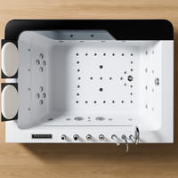 Whirlpool Bathtub Built for Couples, Precision Jets, LED Ambient Lighting, Reinforced Acrylic with Glass
