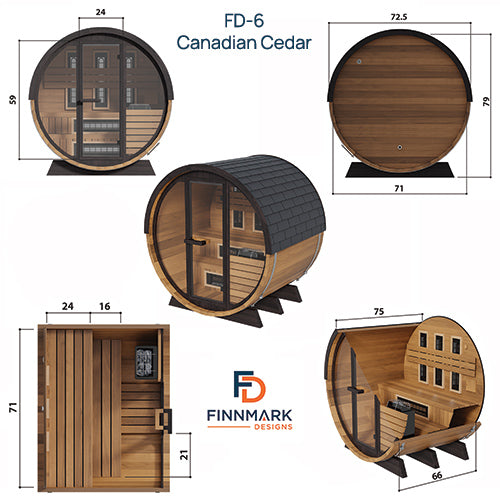 Finnmark FD-6 Cedar Combination Barrel Sauna | Infrared & Steam